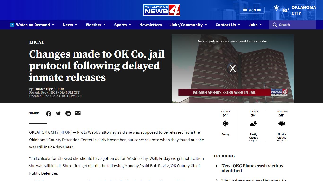 Changes made to OK Co. jail protocol following delayed inmate releases ...